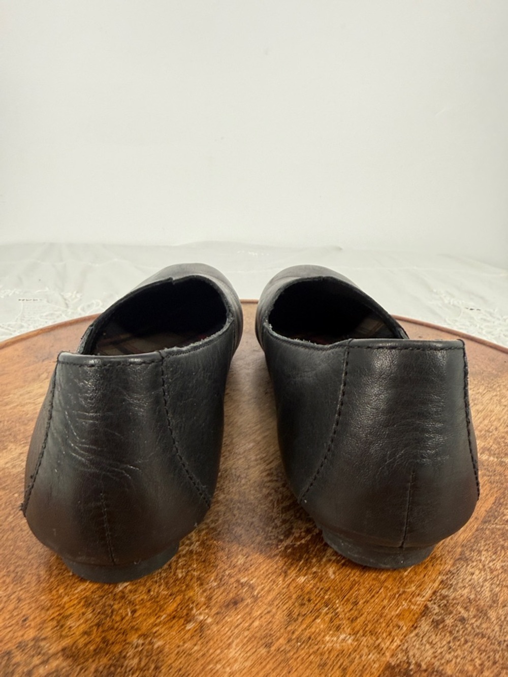 Born Shoes Wm 9M Sebra Black Leather Slip On Loafer Flat Comfort Flexible - Picture 5 of 12